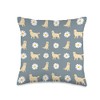 Golden Retriever and Daisy Flower Pattern Dusty Blue Throw Pillow