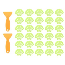 sourcing map 30pcs Non-Slip Bathtub Stickers, Anti-Slip Shower Stickers Showers Treads Shell Shaped Appliques with 2 Pcs Scraper for Bath Tub Shower Stairs, Green