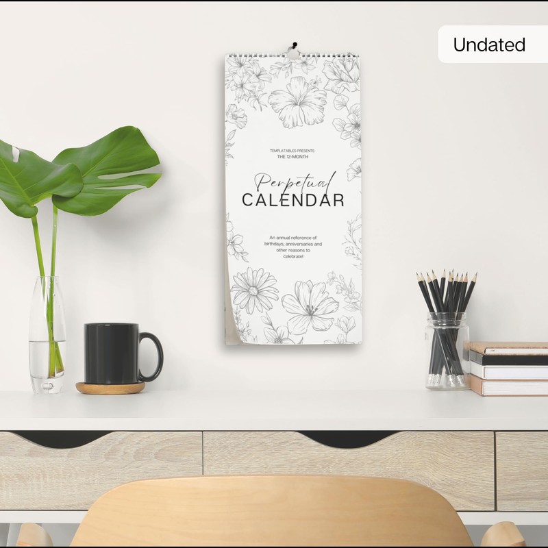 Perpetual Monthly Wall Calendar for Birthdays, Anniversaries & Special Dates
