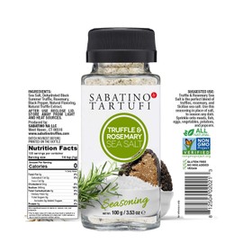 Sabatino Truffle & Rosemary Sea Salt Seasoning, All Natural Gourmet Truffle Salt with Rosemary, Sicilian Sea Salt,Kosher, Non-Gmo Project Certified, 3.53 Oz