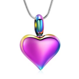 Small Heart Cremation Urn Necklace for Ashes Stainless Steel Memorial Ash Pendant Keepsake Jewellery, Stainless Steel, No Gemstone