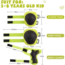 Heatigo Kids Sports Protective Gear Set,6PCS Wrist Guard Knee Elbow Pads for Children Protection Skateboard Inline Roller Skating Biking Riding Scooter,Green