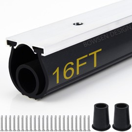 BOWSEN Heavy-Duty U+O Ring Universal Garage Door Bottom Seals Weatherstrip Weather Stripping Rubber with Aluminum Track Retainer Kit, Black (16 FT, 1-1/4" Width)