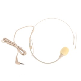 Head-Mounted Microphone, Vacuum Tube Headworn Microphone, Single Ear Microphone with Screw Lock, for Lectures Commentaries Interviews, Beige