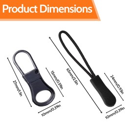 BACSHBY 24 Pcs Zipper Pull Replacement Detachable Metal Zipper Pulls Tabs and Zipper Cord Pulls, Zip Puller Repair Kit for Jackets, Jeans, Coats, Backpacks, Luggage, Suitcases,Purses