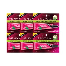 Kiss I Envy Strip Eyelash with Aloe Adhesive Black 0.25oz (6 Pack) by Kiss