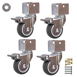 4X Casters Wheels,1.5" U-Shaped Furniture Caster,Rubber Swivel Castor Wheel,with Screws,Protect Your Carpet/Hardwood