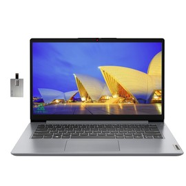 Lenovo Ideapad 1i 14" HD Laptop, Intel Celeron N4020 Processor, 4GB RAM, 128GB PCIe SSD, Intel HD Graphics 500, HD Webcam, Cloud Grey, Windows 11 S, 32GB Snowbell USB Card (Renewed)