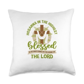 Fruit of The Vine Palm Sunday Hosanna in The Highest Blessed is He Who Comes Throw Pillow, 18x18, Multicolor