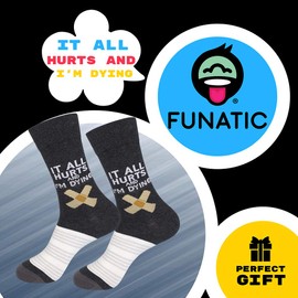 FUNATIC It All Hurts And I'm Dying Funny Medical Themed Socks for Women Men | Novelty Hypochondriac Gift Idea with Saying | Unique Hospital Worker Apparel | Best Future Nursing Graduation Day Present
