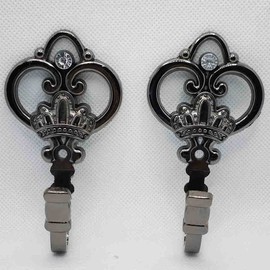 Cucumis Crown Curtain Wall Hooks - Household Clothes Hanging Hooks, Window Drapery Medallion Holdbacks, Curtain Tiebacks, Tassel Holder 1 Double (Black)