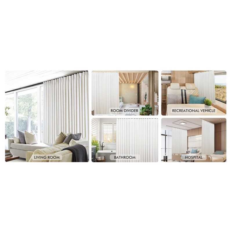 ChadMade Aluminum Ceiling Curtain Track Set with Hooks, 9ft -