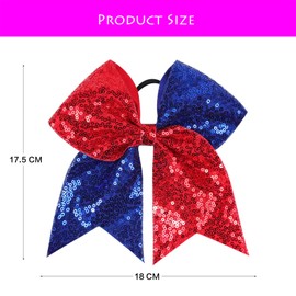 ZOONAI 2Pcs Women Teen Girls Large Sequins Hair Bows Elastic Big Hair Bow Hair Accessories Ponytail Holder Hair Tie (Red Black)