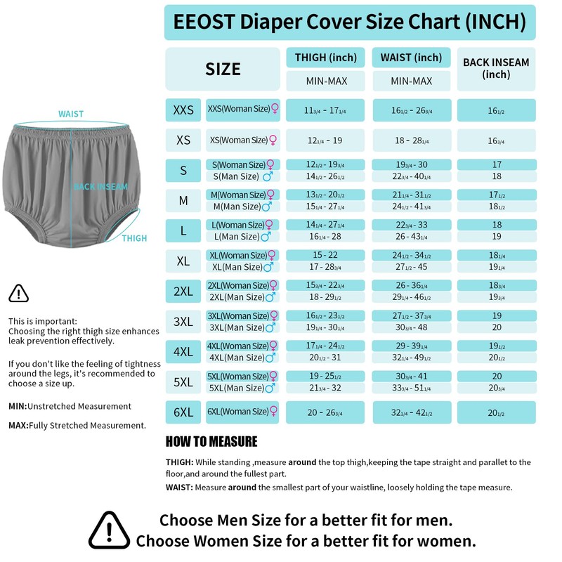 EEOST Adult Diaper Cover for Incontinence Noiseless Leak-Protection Underwear Plastic