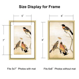BKABOT 6x8 Picture Frame, Brass Aluminum Metal Photo Frames with HD Glass, Fits 5x7 with Mat or 6 x 8 without Mat, Display for Wall and Table