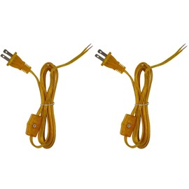 Creative Hobbies 8 Foot Gold Lamp Cord with On/Off Switch, SPT-1 Power Cord, Replacement Lamp Part, UL Listed (2)