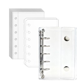 Sticker Notebook, Transparent, M5 Size, Mini Binder (20 Refill Sheets, 2 Sticker Mounts), Removable, Sticker Storage, Notebook, Pushing Purpose, Collage Notebook, Card Pocket, For Girls, Cute