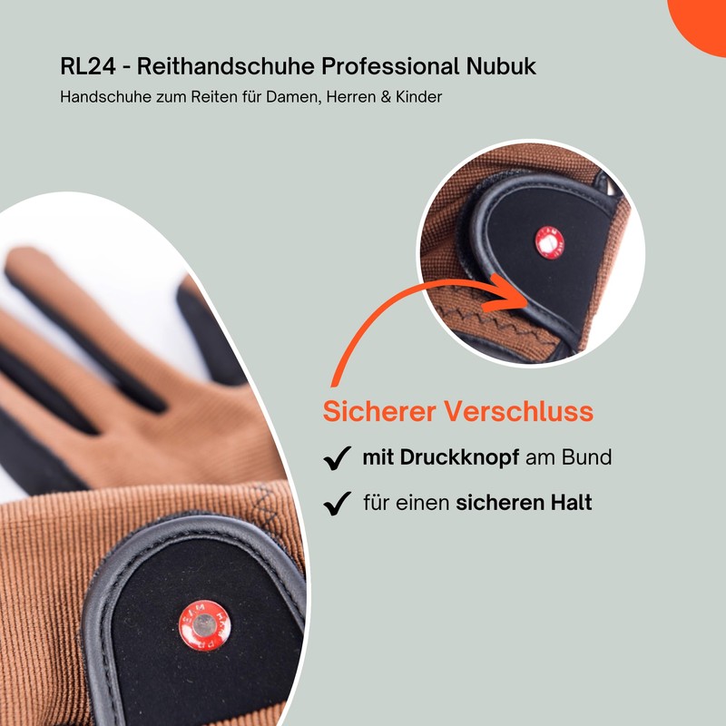 HKM by Reiterladen24 Professional Riding Gloves, Nubuck Imitation Leather, m