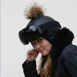 COOLCASC EXCLUSIVE black/brown fur Pom Pom Multisport helmet cover
