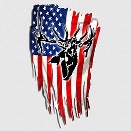 Elk Hunting American Flag Decal Distressed USA Bull Sticker