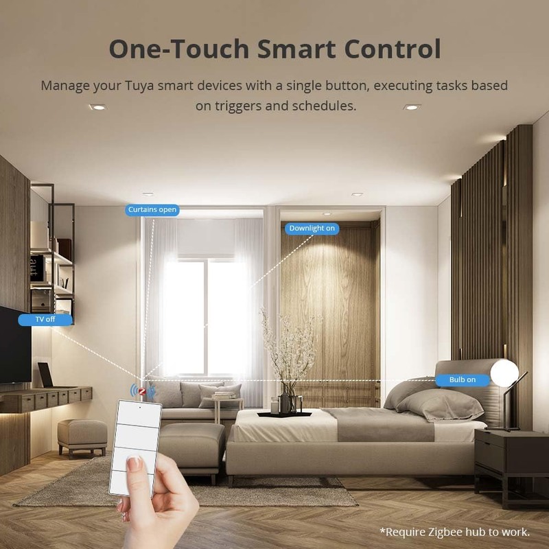 Wireless Zigbee Smart Button, 4-Way Remote Control Button Switch for