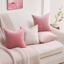 Topfinel Cushion Cover 40 x 40 cm, Pink Velvet, Set of 4 Cushion Covers, Sofa Cushion, Decorative Cushion, Decorative Cushion Decoration for Sofa, Bedroom, Living Room, Fluffy Colour Gradient