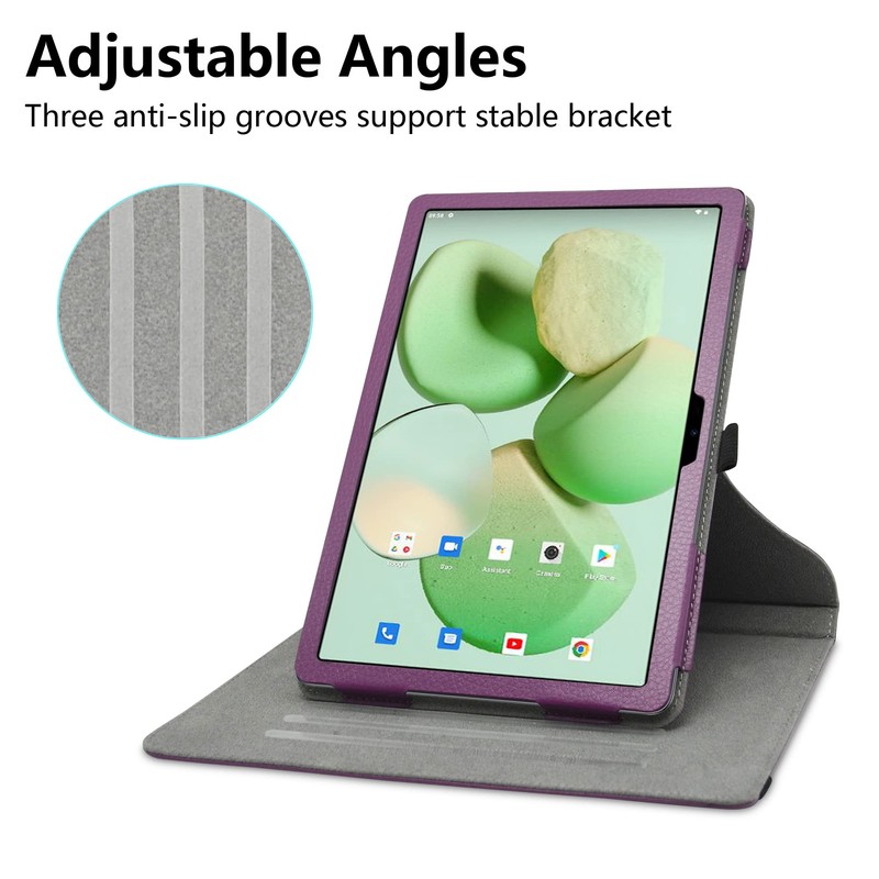 JRTAL Compatible with Doogee T10 Case, 360° Rotating Cover Faux