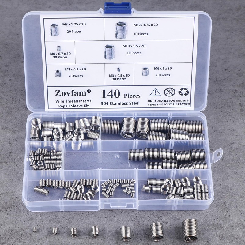 Wire Screw Sleeve Thread Repair Inserts Assortment Kit 304 Stainless