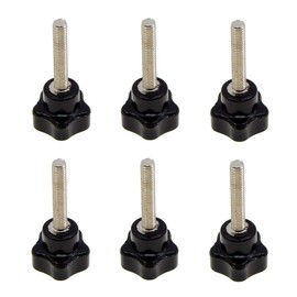 YXQ M6 Star Hand Knob Male Thread Stud Head Clamping Grip Base Replacement Black Plastic (6Pcs)