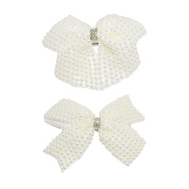 Pack of 2 Bows Pearls Hair Clips Children Baby Toddlers White Alligator Claws Clips Wedding Hair Accessories for Girls Women