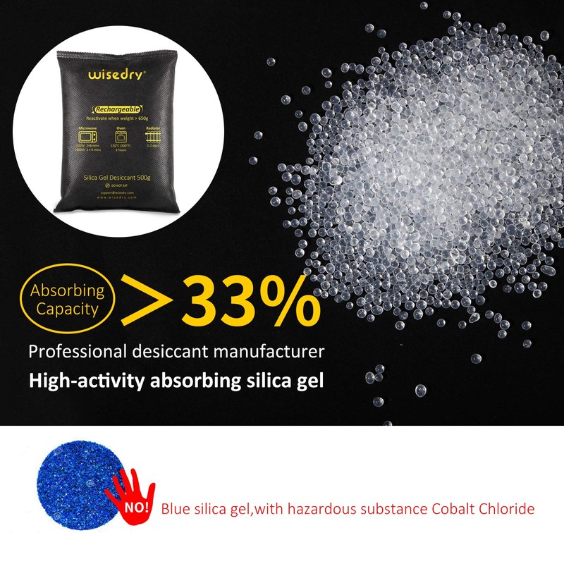 wisedry 4 x 500 Grams [4.4 lbs] Rechargeable Silica Gel