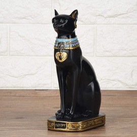Tyenaza Ägyptische Katzenstatue, Ägyptische Katze Resin Statue Handgefertigte Katzenskulptur, 30 x 16 x 10.5cm Rament Crafts Geschenke für Home Room Garden Ornament Exquisite Decor(30cm hoch)