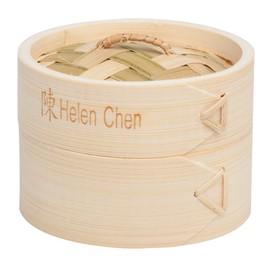 Helen's Asian Kitchen Bamboo Dim Sum Food Steamer With Lid, 4 Inch, 1 Tier Basket For Dumplings, Bao, And Small Bites