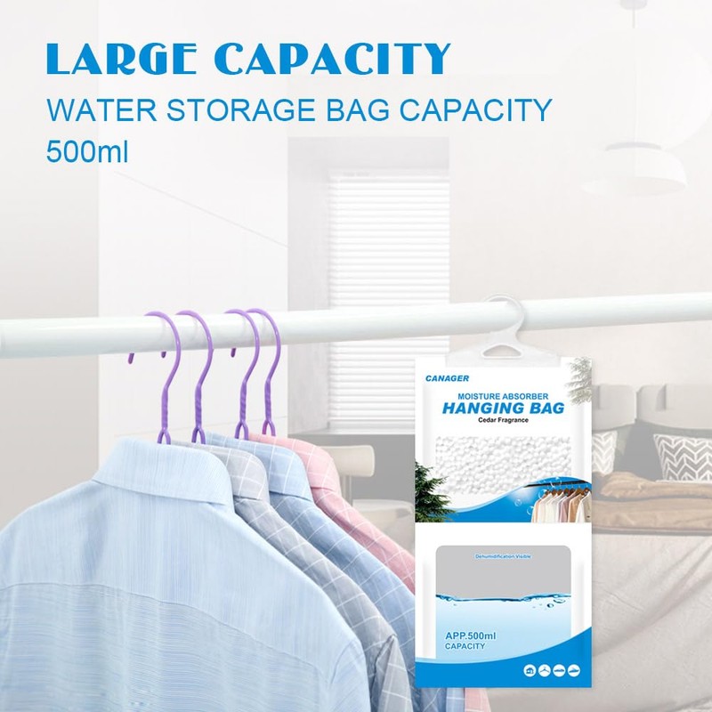 CANAGER Hanging Moisture Absorber,Cedar Fragrance Moistureproof Hanging Bag, Dehumidifier Bag