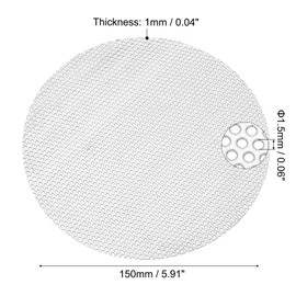 PATIKIL 6" Diameter 304 Stainless Steel Perforated Sheet, 0.06" Hole 19GA Expanded Metal Mesh Round Slices Plate Screen Decorative Meshes for Ventilation Grill Smoking, Silver Tone