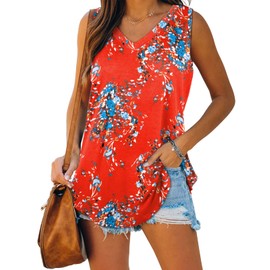 Womens Tank Tops Summer V Neck Loose Fit Fashion Casual Tops XL