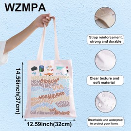 WZMPA Singer Musical Tote Bag Song Lyric Inspired Gifts Singer Album Shopping Handbag For Music Concert Fans, Welcome to New Tg, Large