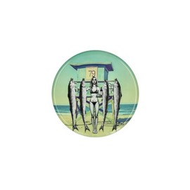 Gift Company Love Trays, Dekotablett, M, Motiv: Beach Girl, rund, Mehrfarbig