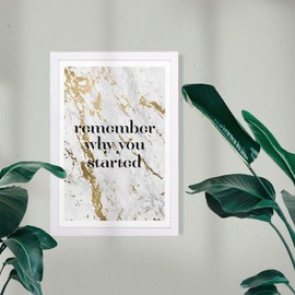 Wynwood Studio Typography Framed Wall Art Prints 'Remember Where Marble' Motivational Quotes and Sayings Home Décor, 13" x 19", Gold, Black