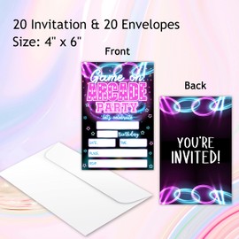 Zodvery Arcade Game Birthday Party Invitations Cards - Retro Video Games Party Supplies for Kids, Boys or Girls - 20 Fill in Birthday Party Invitations and 20 Envelopes set/07