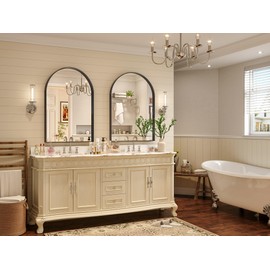 Mestikits 22" x 30" Arched Mirror for Bathroom, Arched Wall Mirror Black, Vanity Mirror Black Metal Frame, Arch Mirrors for Living Room Bedroom Entryway Mantel Decor