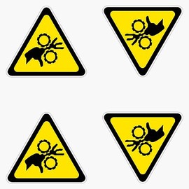 Mechanical Watch Your Hands! Entanglement Warning Safety Danger Vinyl Sticker Waterproof Bumper Sticker Laptop Window 5"