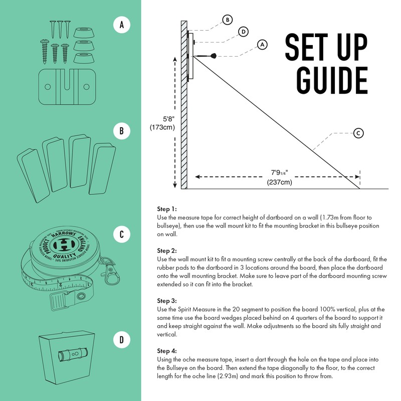 Harrows Dart Board Setup Kit: Complete Set with Dart Board