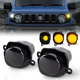 POPMOTORZ Suzuki Jimny LED Turn Signal, Jimny Sierra JB64 JB74 Front Lamp, Parts, Smoke Lens Blinker Lens White & Amber High Brightness, Delight Function, High Fla Prevention, Dedicated Design for