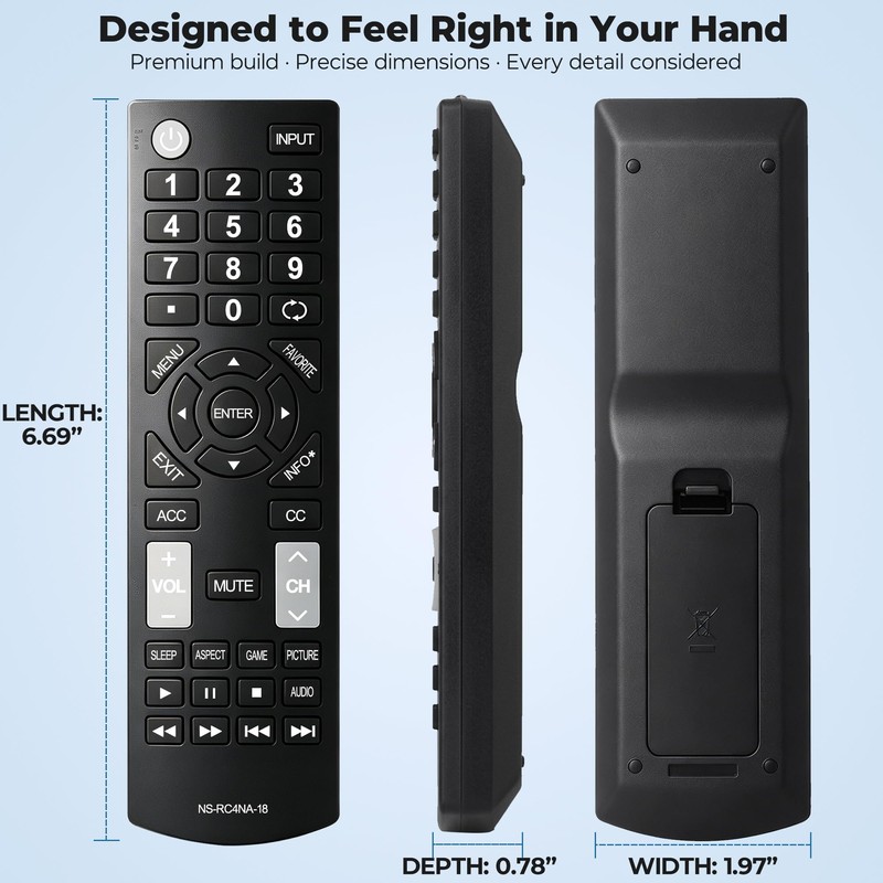 Replacement Insignia TV Remote NS-RC4NA-18, Universal Remote Control for Insignia