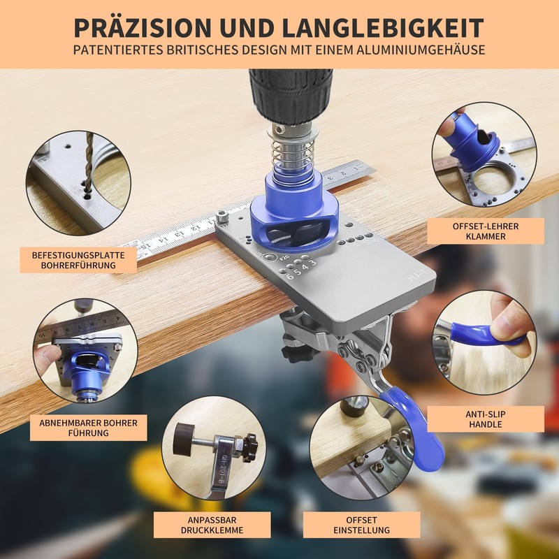 35 mm Hinge Drilling Template, 4-in-1 Drilling Template, Concealed Hinge