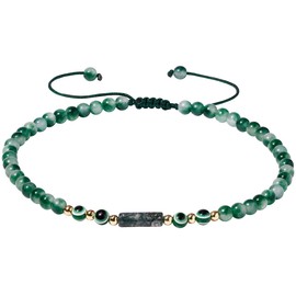 Xfoxstal 4mm Agate Beaded Anklet Evil Eye Ankle Bracelets for Women Amulet Spiritual Jewelry Protection Reiki Crystals and Stones Foot Chain (Moss Agate)