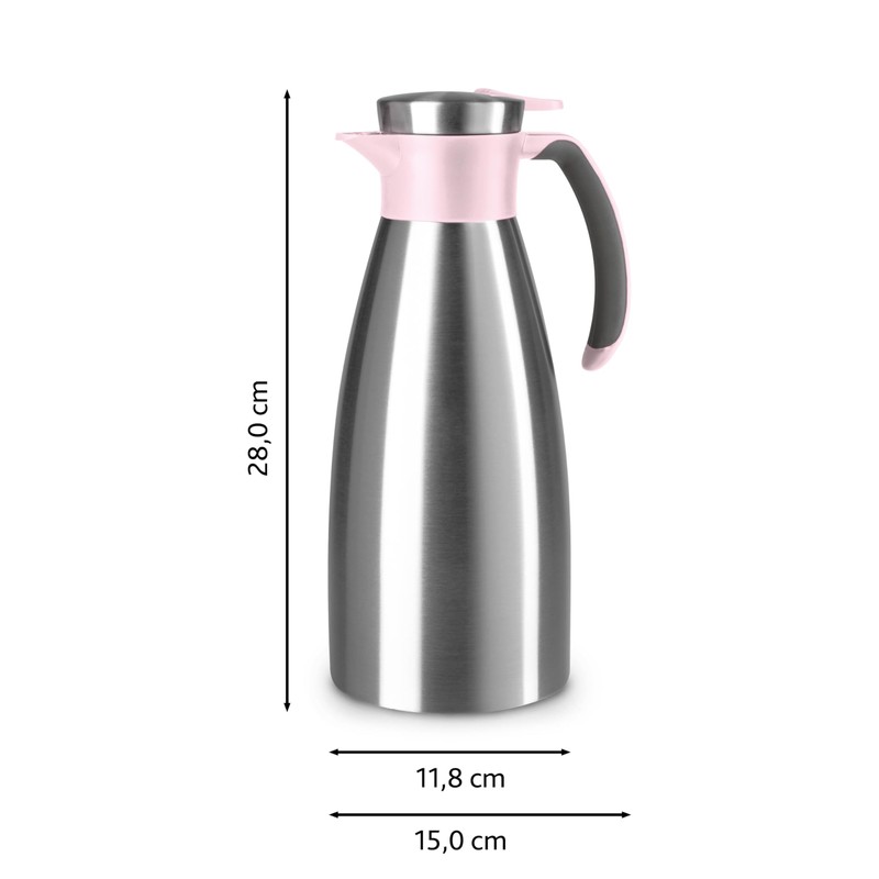 Emsa Soft Grip N4120600 Insulated Jug, 1.5 Litres, Stainless Steel,