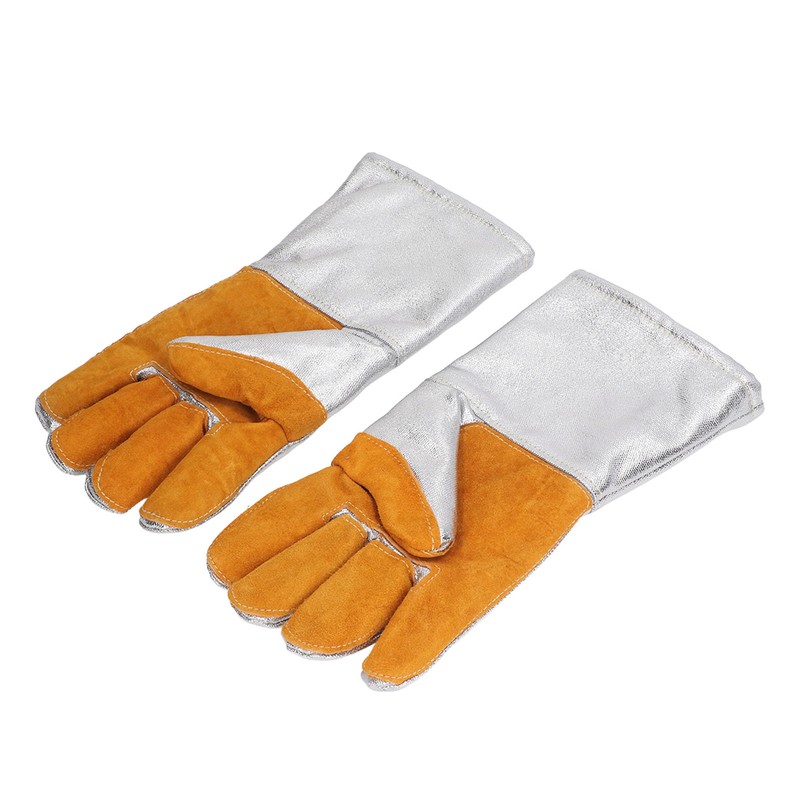 1 Pair Cowhide Welding Gloves Heat Resistant Fireproof Hard Wearing