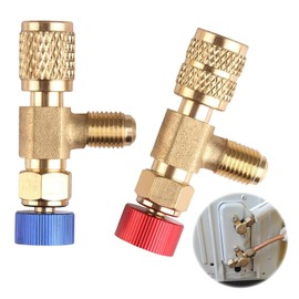 Jiavlyx 2 Stück Kältemittel Sicherheitsventil, 1/4''-5/16'' Klimaanlagen Sicherheitsventil,Klimaanlagen-Durchflussventile, Effektiver Schutz Gegen Kühlmittelverlust, Für Adapter R22/ R410 Anschlüsse